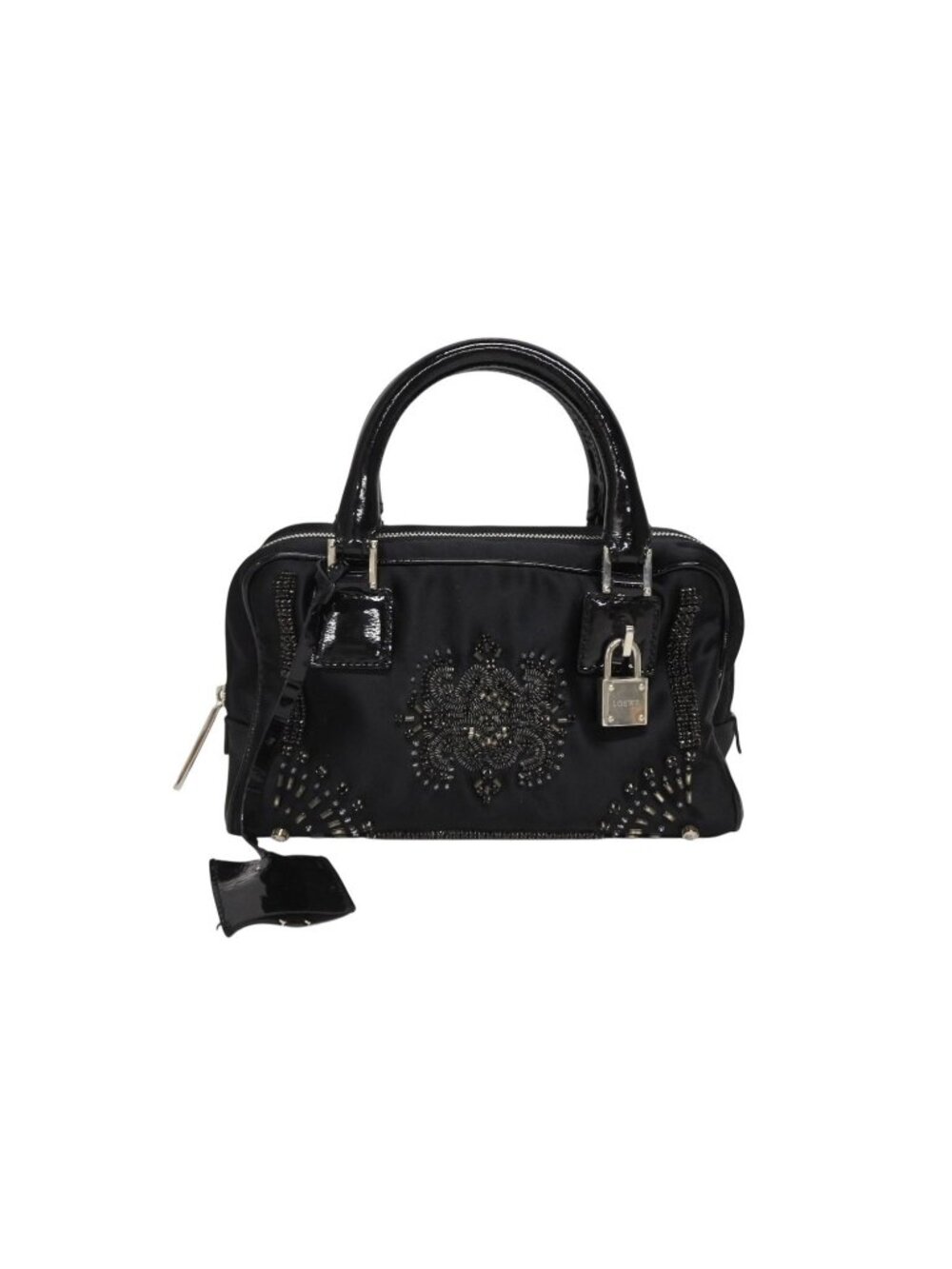 Loewe Mini Amazona Mini Andbag Satin Beads Crystal Black Silver